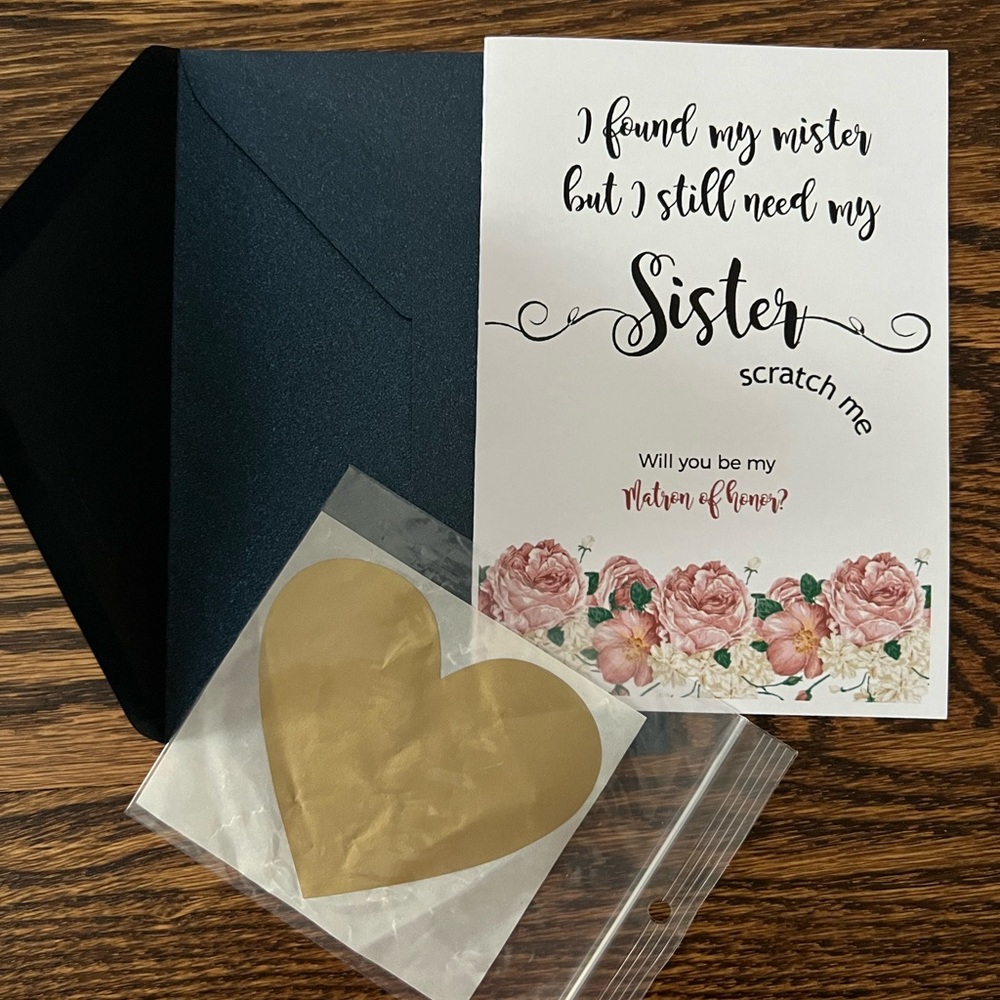 Sister Matron of honor scratch off card